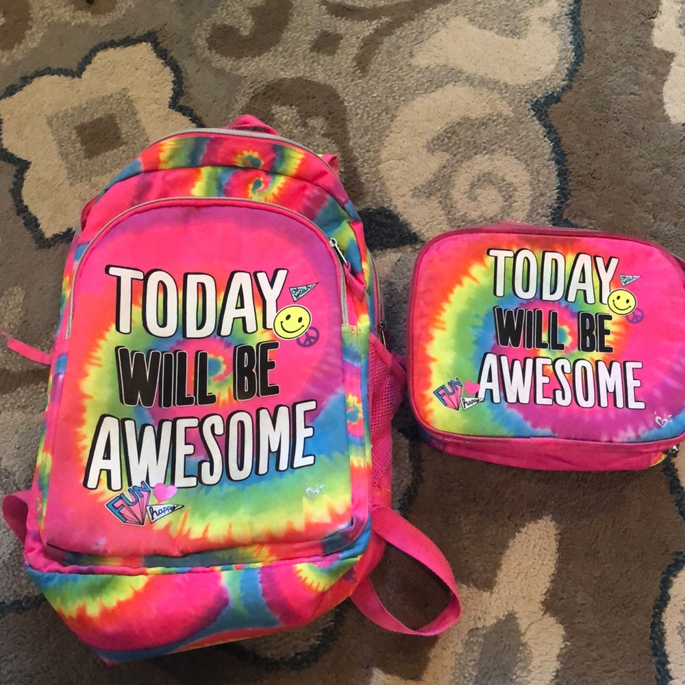 Justice reversible backpack w matching lunch bag